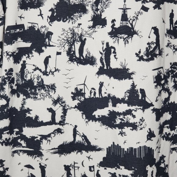 Nike Polo Shirt Men's L Black White AOP Allover Print Golf Scene British Open - Picture 5 of 7